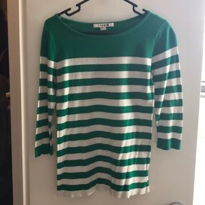 Green stripped 3/4 sleeve shirt